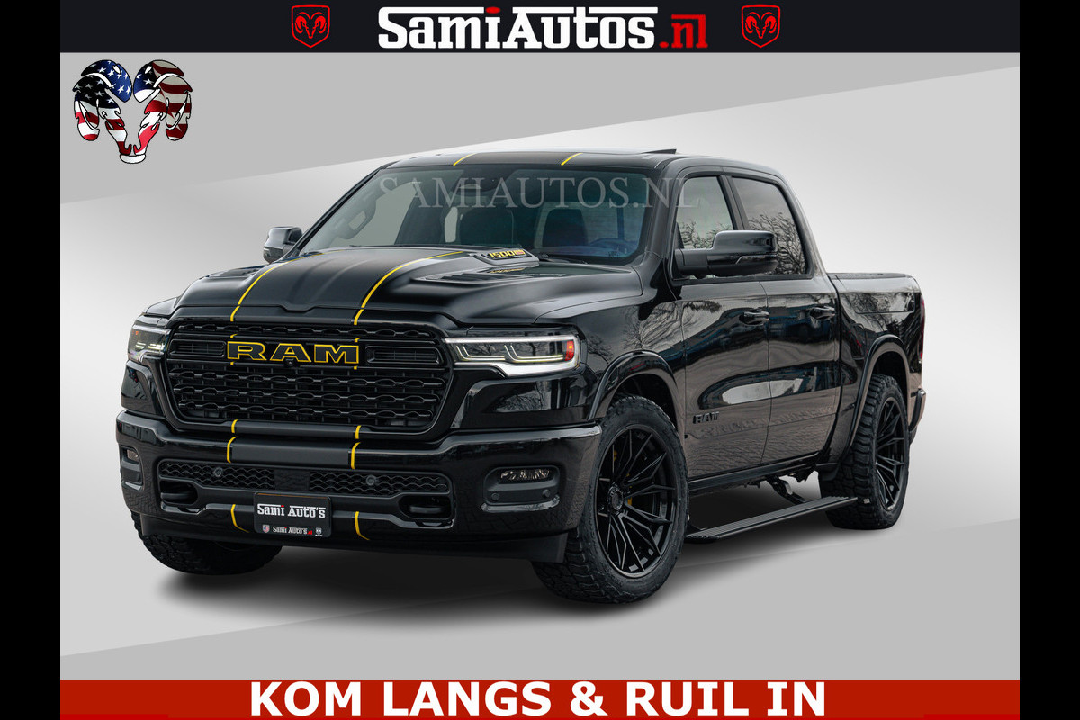 Dodge Ram LIMITED NIGHT H.O 540HP 706Nm | Massage + Full Option | De Meest Luxe en Volle Pick-Up in zijn Klasse | Comfortabele Dubbele Cabine met Royale 5 Zitplaatsen | BPM vrij | Nu Leverbaar uit Voorraad | Voorraad Nr 2370 - 5411 | De specialist in Amerikaanse pick‑ups in Nederland en Europa.