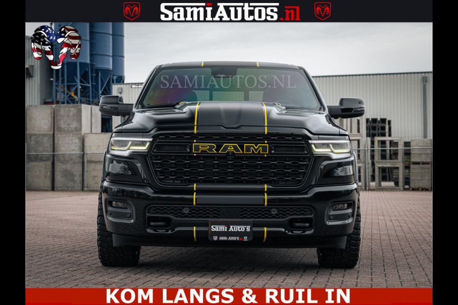Dodge Ram LIMITED NIGHT H.O 540HP 706Nm | Massage + Full Option | De Meest Luxe en Volle Pick-Up in zijn Klasse | Comfortabele Dubbele Cabine met Royale 5 Zitplaatsen | BPM vrij | Nu Leverbaar uit Voorraad | Voorraad Nr 2370 - 5411 | De specialist in Amerikaanse pick‑ups in Nederland en Europa.
