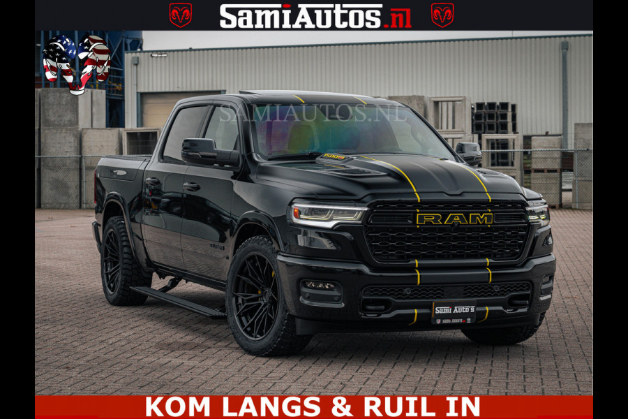 Dodge Ram LIMITED NIGHT H.O 540HP 706Nm | Massage + Full Option | De Meest Luxe en Volle Pick-Up in zijn Klasse | Comfortabele Dubbele Cabine met Royale 5 Zitplaatsen | BPM vrij | Nu Leverbaar uit Voorraad | Voorraad Nr 2370 - 5411 | De specialist in Amerikaanse pick‑ups in Nederland en Europa.