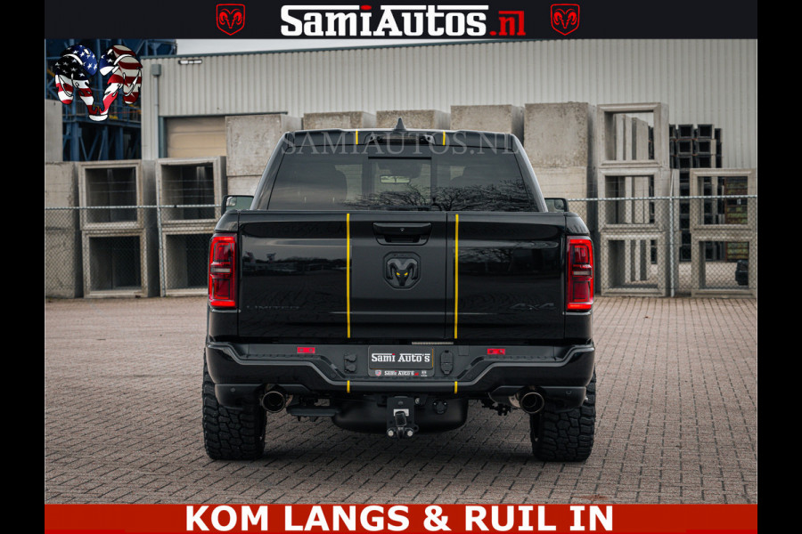 Dodge Ram LIMITED NIGHT H.O 540HP 706Nm | Massage + Full Option | De Meest Luxe en Volle Pick-Up in zijn Klasse | Comfortabele Dubbele Cabine met Royale 5 Zitplaatsen | BPM vrij | Nu Leverbaar uit Voorraad | Voorraad Nr 2370 - 5411 | De specialist in Amerikaanse pick‑ups in Nederland en Europa.