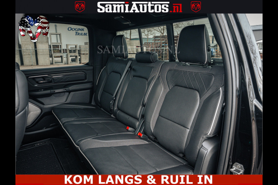 Dodge Ram LIMITED NIGHT H.O 540HP 706Nm | Massage + Full Option | De Meest Luxe en Volle Pick-Up in zijn Klasse | Comfortabele Dubbele Cabine met Royale 5 Zitplaatsen | BPM vrij | Nu Leverbaar uit Voorraad | Voorraad Nr 2370 - 5411 | De specialist in Amerikaanse pick‑ups in Nederland en Europa.