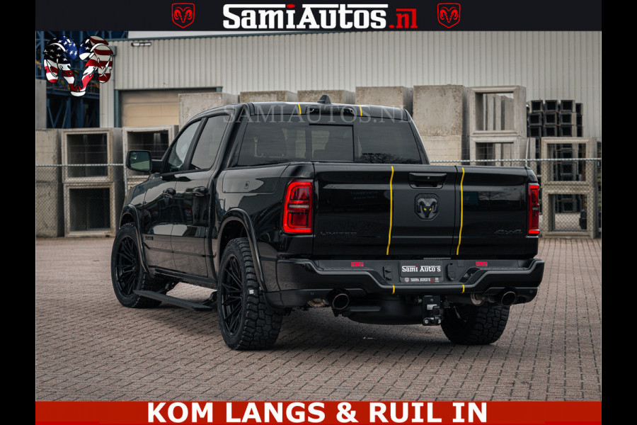 Dodge Ram LIMITED NIGHT H.O 540HP 706Nm | Massage + Full Option | De Meest Luxe en Volle Pick-Up in zijn Klasse | Comfortabele Dubbele Cabine met Royale 5 Zitplaatsen | BPM vrij | Nu Leverbaar uit Voorraad | Voorraad Nr 2370 - 5411 | De specialist in Amerikaanse pick‑ups in Nederland en Europa.