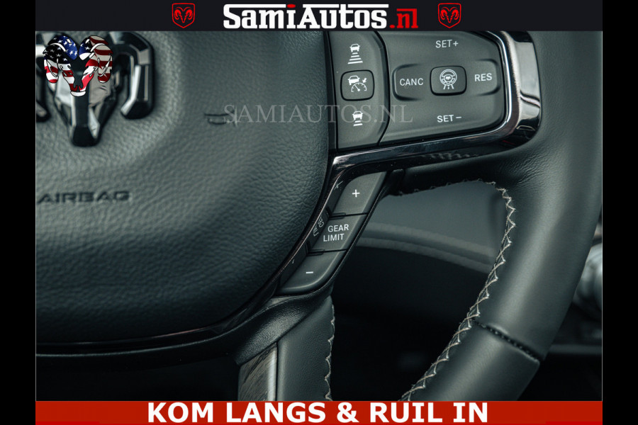 Dodge Ram LIMITED NIGHT H.O 540HP 706Nm | Massage + Full Option | De Meest Luxe en Volle Pick-Up in zijn Klasse | Comfortabele Dubbele Cabine met Royale 5 Zitplaatsen | BPM vrij | Nu Leverbaar uit Voorraad | Voorraad Nr 2370 - 5411 | De specialist in Amerikaanse pick‑ups in Nederland en Europa.