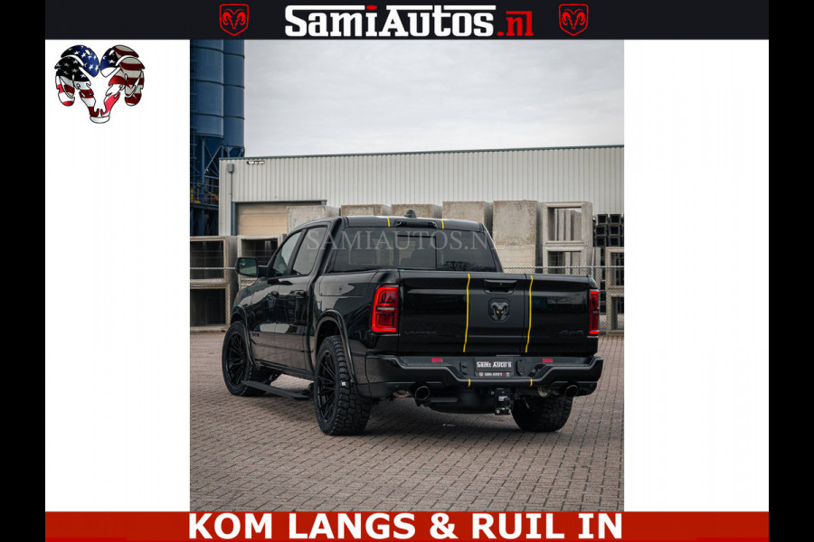 Dodge Ram LIMITED NIGHT H.O 540HP 706Nm | Massage + Full Option | De Meest Luxe en Volle Pick-Up in zijn Klasse | Comfortabele Dubbele Cabine met Royale 5 Zitplaatsen | BPM vrij | Nu Leverbaar uit Voorraad | Voorraad Nr 2370 - 5411 | De specialist in Amerikaanse pick‑ups in Nederland en Europa.