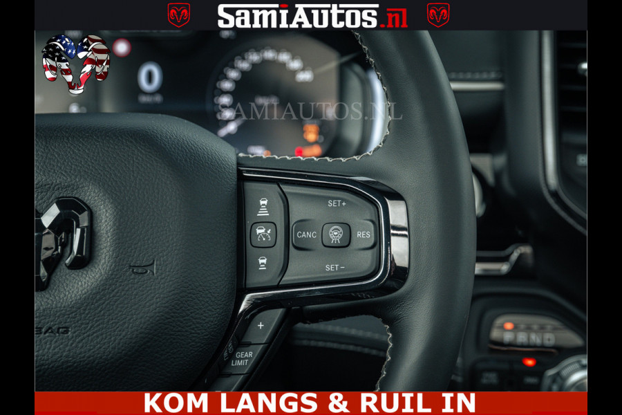 Dodge Ram LIMITED NIGHT H.O 540HP 706Nm | Massage + Full Option | De Meest Luxe en Volle Pick-Up in zijn Klasse | Comfortabele Dubbele Cabine met Royale 5 Zitplaatsen | BPM vrij | Nu Leverbaar uit Voorraad | Voorraad Nr 2370 - 5411 | De specialist in Amerikaanse pick‑ups in Nederland en Europa.