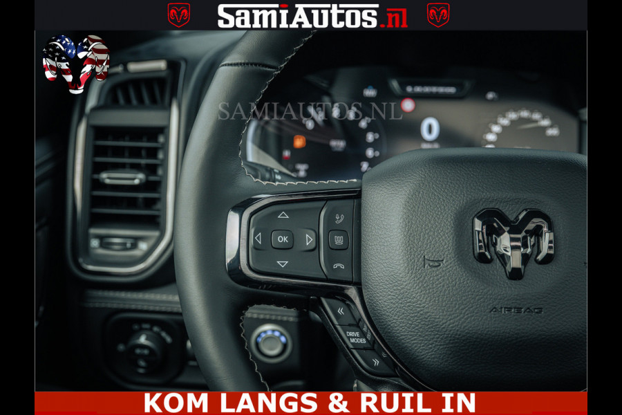 Dodge Ram LIMITED NIGHT H.O 540HP 706Nm | Massage + Full Option | De Meest Luxe en Volle Pick-Up in zijn Klasse | Comfortabele Dubbele Cabine met Royale 5 Zitplaatsen | BPM vrij | Nu Leverbaar uit Voorraad | Voorraad Nr 2370 - 5411 | De specialist in Amerikaanse pick‑ups in Nederland en Europa.