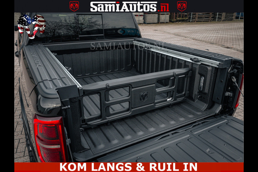 Dodge Ram LIMITED NIGHT H.O 540HP 706Nm | Massage + Full Option | De Meest Luxe en Volle Pick-Up in zijn Klasse | Comfortabele Dubbele Cabine met Royale 5 Zitplaatsen | BPM vrij | Nu Leverbaar uit Voorraad | Voorraad Nr 2370 - 5411 | De specialist in Amerikaanse pick‑ups in Nederland en Europa.