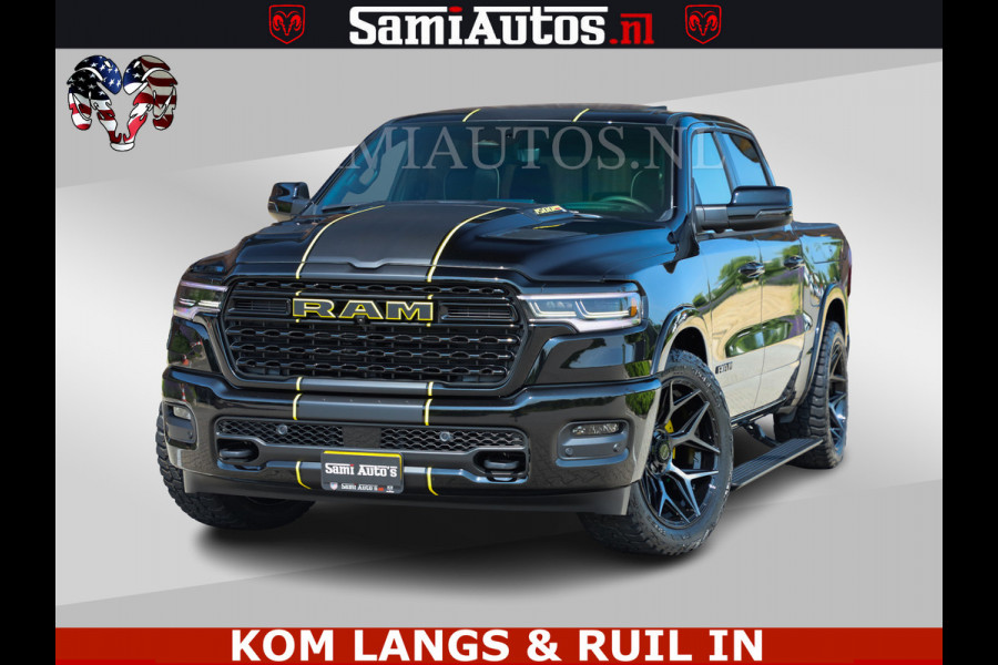 Dodge Ram Limited Night Sport High Output 540HP 706Nm | Massage + Full Option | De Meest Luxe en Volle Pick-Up in zijn Klasse | Comfortabele Dubbele Cabine met Royale 5 Zitplaatsen | BPM vrij | Nu Leverbaar uit Voorraad | Voorraad Nr 2356 - 0990 | De specialist in Amerikaanse pick‑ups in Nederland en Europa.