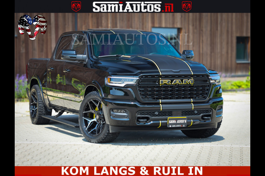 Dodge Ram Limited Night Sport High Output 540HP 706Nm | Massage + Full Option | De Meest Luxe en Volle Pick-Up in zijn Klasse | Comfortabele Dubbele Cabine met Royale 5 Zitplaatsen | BPM vrij | Nu Leverbaar uit Voorraad | Voorraad Nr 2356 - 0990 | De specialist in Amerikaanse pick‑ups in Nederland en Europa.