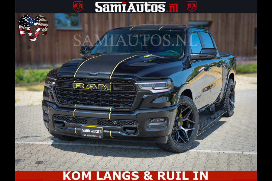 Dodge Ram Limited Night Sport High Output 540HP 706Nm | Massage + Full Option | De Meest Luxe en Volle Pick-Up in zijn Klasse | Comfortabele Dubbele Cabine met Royale 5 Zitplaatsen | BPM vrij | Nu Leverbaar uit Voorraad | Voorraad Nr 2356 - 0990 | De specialist in Amerikaanse pick‑ups in Nederland en Europa.