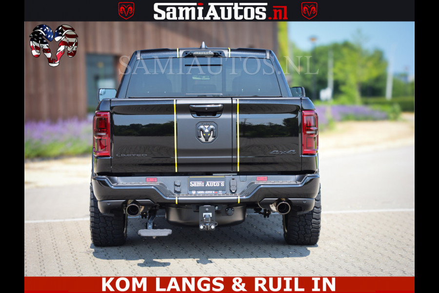 Dodge Ram Limited Night Sport High Output 540HP 706Nm | Massage + Full Option | De Meest Luxe en Volle Pick-Up in zijn Klasse | Comfortabele Dubbele Cabine met Royale 5 Zitplaatsen | BPM vrij | Nu Leverbaar uit Voorraad | Voorraad Nr 2356 - 0990 | De specialist in Amerikaanse pick‑ups in Nederland en Europa.