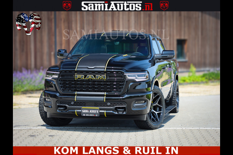 Dodge Ram Limited Night Sport High Output 540HP 706Nm | Massage + Full Option | De Meest Luxe en Volle Pick-Up in zijn Klasse | Comfortabele Dubbele Cabine met Royale 5 Zitplaatsen | BPM vrij | Nu Leverbaar uit Voorraad | Voorraad Nr 2356 - 0990 | De specialist in Amerikaanse pick‑ups in Nederland en Europa.