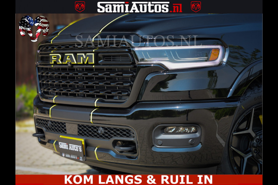 Dodge Ram Limited Night Sport High Output 540HP 706Nm | Massage + Full Option | De Meest Luxe en Volle Pick-Up in zijn Klasse | Comfortabele Dubbele Cabine met Royale 5 Zitplaatsen | BPM vrij | Nu Leverbaar uit Voorraad | Voorraad Nr 2356 - 0990 | De specialist in Amerikaanse pick‑ups in Nederland en Europa.