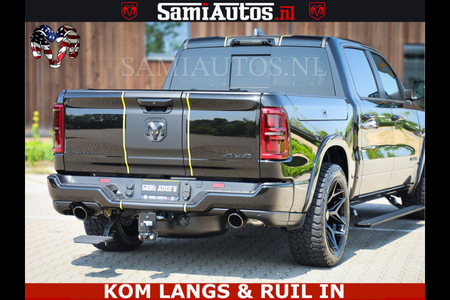 Dodge Ram Limited Night Sport High Output 540HP 706Nm | Massage + Full Option | De Meest Luxe en Volle Pick-Up in zijn Klasse | Comfortabele Dubbele Cabine met Royale 5 Zitplaatsen | BPM vrij | Nu Leverbaar uit Voorraad | Voorraad Nr 2356 - 0990 | De specialist in Amerikaanse pick‑ups in Nederland en Europa.