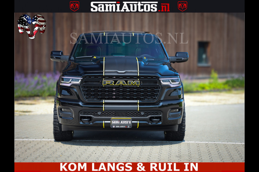 Dodge Ram Limited Night Sport High Output 540HP 706Nm | Massage + Full Option | De Meest Luxe en Volle Pick-Up in zijn Klasse | Comfortabele Dubbele Cabine met Royale 5 Zitplaatsen | BPM vrij | Nu Leverbaar uit Voorraad | Voorraad Nr 2356 - 0990 | De specialist in Amerikaanse pick‑ups in Nederland en Europa.