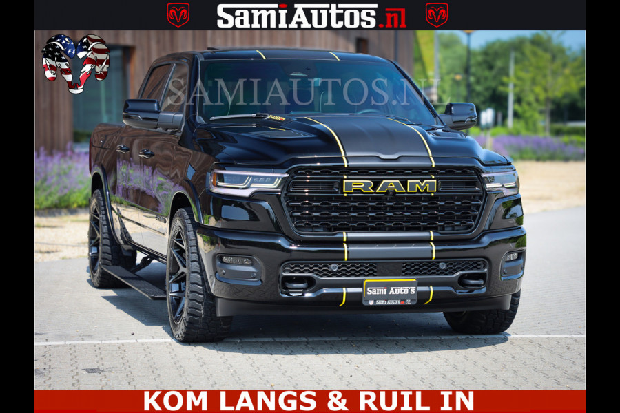Dodge Ram Limited Night Sport High Output 540HP 706Nm | Massage + Full Option | De Meest Luxe en Volle Pick-Up in zijn Klasse | Comfortabele Dubbele Cabine met Royale 5 Zitplaatsen | BPM vrij | Nu Leverbaar uit Voorraad | Voorraad Nr 2356 - 0990 | De specialist in Amerikaanse pick‑ups in Nederland en Europa.