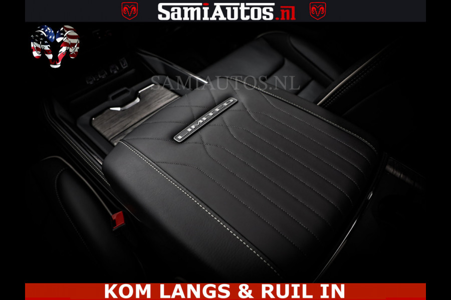 Dodge Ram Limited Night Sport High Output 540HP 706Nm | Massage + Full Option | De Meest Luxe en Volle Pick-Up in zijn Klasse | Comfortabele Dubbele Cabine met Royale 5 Zitplaatsen | BPM vrij | Nu Leverbaar uit Voorraad | Voorraad Nr 2356 - 0990 | De specialist in Amerikaanse pick‑ups in Nederland en Europa.