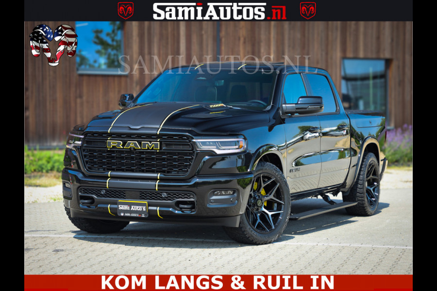 Dodge Ram Limited Night Sport High Output 540HP 706Nm | Massage + Full Option | De Meest Luxe en Volle Pick-Up in zijn Klasse | Comfortabele Dubbele Cabine met Royale 5 Zitplaatsen | BPM vrij | Nu Leverbaar uit Voorraad | Voorraad Nr 2356 - 0990 | De specialist in Amerikaanse pick‑ups in Nederland en Europa.