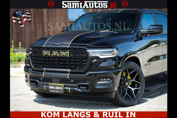 Dodge Ram Limited Night Sport High Output 540HP 706Nm | Massage + Full Option | De Meest Luxe en Volle Pick-Up in zijn Klasse | Comfortabele Dubbele Cabine met Royale 5 Zitplaatsen | BPM vrij | Nu Leverbaar uit Voorraad | Voorraad Nr 2356 - 0990 | De specialist in Amerikaanse pick‑ups in Nederland en Europa.