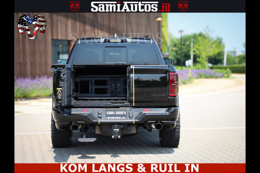Dodge Ram Limited Night Sport High Output 540HP 706Nm | Massage + Full Option | De Meest Luxe en Volle Pick-Up in zijn Klasse | Comfortabele Dubbele Cabine met Royale 5 Zitplaatsen | BPM vrij | Nu Leverbaar uit Voorraad | Voorraad Nr 2356 - 0990 | De specialist in Amerikaanse pick‑ups in Nederland en Europa.