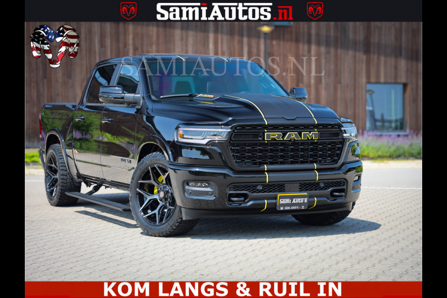 Dodge Ram Limited Night Sport High Output 540HP 706Nm | Massage + Full Option | De Meest Luxe en Volle Pick-Up in zijn Klasse | Comfortabele Dubbele Cabine met Royale 5 Zitplaatsen | BPM vrij | Nu Leverbaar uit Voorraad | Voorraad Nr 2356 - 0990 | De specialist in Amerikaanse pick‑ups in Nederland en Europa.