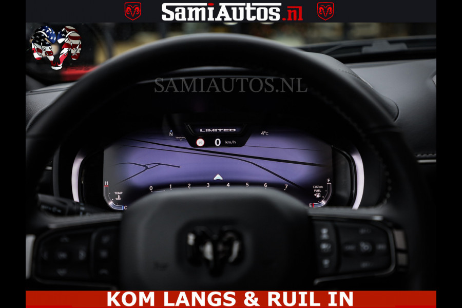 Dodge Ram Limited Night Sport High Output 540HP 706Nm | Massage + Full Option | De Meest Luxe en Volle Pick-Up in zijn Klasse | Comfortabele Dubbele Cabine met Royale 5 Zitplaatsen | BPM vrij | Nu Leverbaar uit Voorraad | Voorraad Nr 2356 - 0990 | De specialist in Amerikaanse pick‑ups in Nederland en Europa.