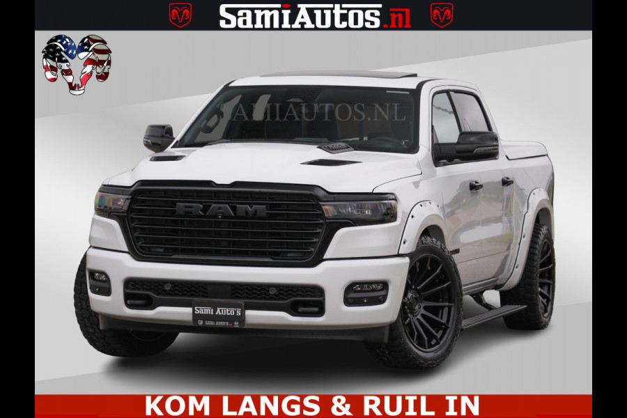 Dodge Ram HUD | 420PK | LUCHTVERING | PANO | PASSAGIERSSCHERM | BOM EN BOM VOL | Comfortabele Dubbele Cabine met Royale 5 Zitplaatsen | DODGE RAM PREMIUM LARAMIE EDITION | Voorraad Nr 2230 - 8765 | De specialist in Amerikaanse pick‑ups in Nederland en Europa.