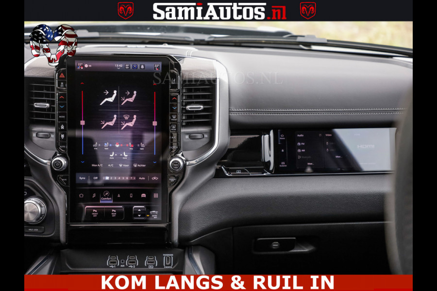Dodge Ram HUD | 420PK | LUCHTVERING | PANO | PASSAGIERSSCHERM | BOM EN BOM VOL | Comfortabele Dubbele Cabine met Royale 5 Zitplaatsen | DODGE RAM PREMIUM LARAMIE EDITION | Voorraad Nr 2230 - 8765 | De specialist in Amerikaanse pick‑ups in Nederland en Europa.
