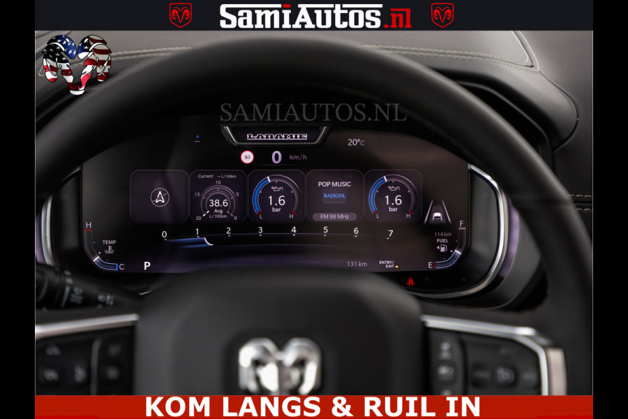 Dodge Ram HUD | 420PK | LUCHTVERING | PANO | PASSAGIERSSCHERM | BOM EN BOM VOL | Comfortabele Dubbele Cabine met Royale 5 Zitplaatsen | DODGE RAM PREMIUM LARAMIE EDITION | Voorraad Nr 2230 - 8765 | De specialist in Amerikaanse pick‑ups in Nederland en Europa.