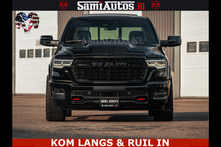 Dodge Ram Limited Night H.O 540HP 706Nm | Massage + Full Option | De Meest Luxe en Volle Pick-Up in zijn Klasse | Comfortabele Dubbele Cabine met Royale 5 Zitplaatsen | BPM vrij | Nu Leverbaar uit Voorraad | Voorraad Nr 2328 -  5157 | De specialist in Amerikaanse pick‑ups in Nederland en Europa.