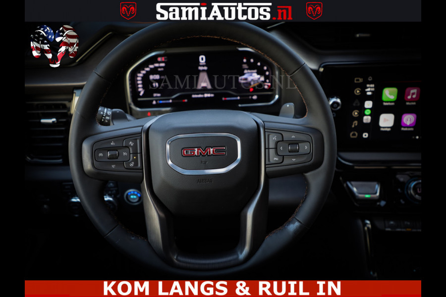 GMC Sierra AT4 6.2 V8 4X4 | VIRTUAL COCKPIT | LPG | HUD | BOM VOL | DC | RAM DEALER NEDERLAND | Dubbele Cabine met Royale 5 Zitplaatsen | BPM vrij | Nu Leverbaar uit Voorraad | Voorraad Nr 261530 | | De specialist in Amerikaanse pick‑ups in Nederland en Europa.