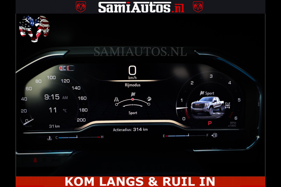 GMC Sierra AT4 6.2 V8 4X4 | VIRTUAL COCKPIT | LPG | HUD | BOM VOL | DC | RAM DEALER NEDERLAND | Dubbele Cabine met Royale 5 Zitplaatsen | BPM vrij | Nu Leverbaar uit Voorraad | Voorraad Nr 261530 | | De specialist in Amerikaanse pick‑ups in Nederland en Europa.