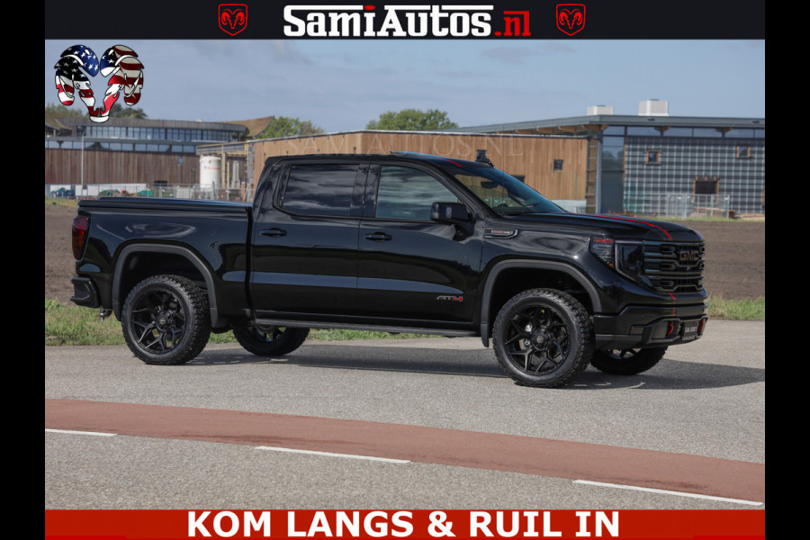 GMC Sierra AT4 6.2 V8 4X4 | VIRTUAL COCKPIT | LPG | HUD | BOM VOL | DC | RAM DEALER NEDERLAND | Dubbele Cabine met Royale 5 Zitplaatsen | BPM vrij | Nu Leverbaar uit Voorraad | Voorraad Nr 261530 | | De specialist in Amerikaanse pick‑ups in Nederland en Europa.