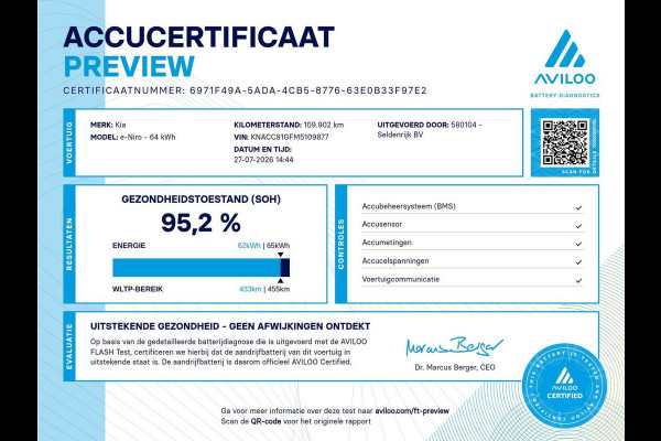 Kia e-Niro DynamicPlusLine 64 kWh | SOH 95.2% | Panoramadak | Half Leder | Adaptive cruise | Stuur/stoel verwarming | Camera | Park assist | Carplay | Climate control | Virtual dashboard | Full LED |