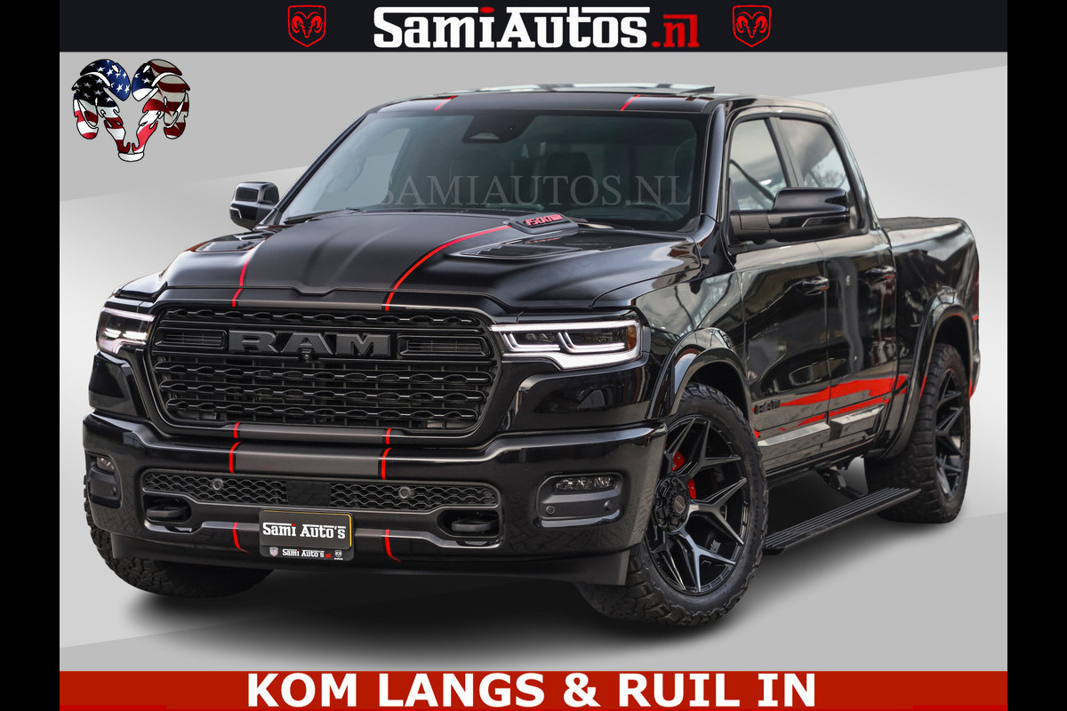 Dodge Ram LIMITED 2026 5.7 V8 HEMI | MAXIMAAL UITGERUST | DUBBELE CABINE | 5 PERSOONS | DC | Allernieuwste Limited uitvoering – volledig uitgerust met alle opties, inclusief MWK en normale laadbak Voorraad nr 3806