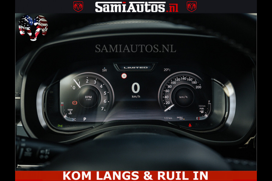 Dodge Ram LIMITED 2026 5.7 V8 HEMI | MAXIMAAL UITGERUST | DUBBELE CABINE | 5 PERSOONS | DC | Allernieuwste Limited uitvoering – volledig uitgerust met alle opties, inclusief MWK en normale laadbak Voorraad nr 3806