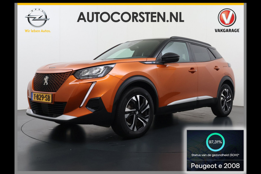 Peugeot e-2008 EV Allure 50kWh SOH 97% Two Tone 3D-Navi Stoelverwarming Apple Carplay Android Auto Ecc Cruise Control Regen-Lichtsensor Privacy Glas Keyless Connected-Apps DAB Bluetooth Led Lane Assist Isofix Dealeronderhouden 1e Eigenaar Origineel Nederlandse Auto