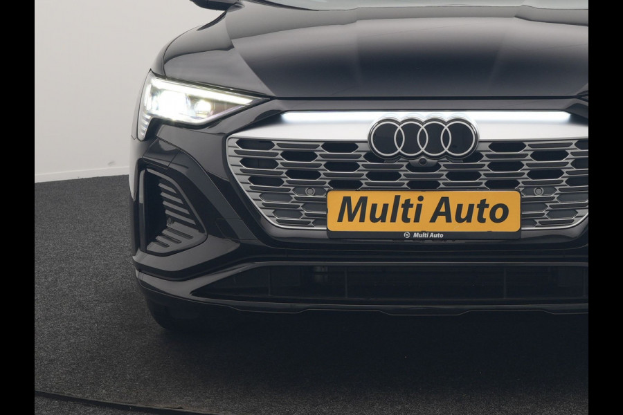 Audi Q8 e-tron 55 Quattro S Line 114 kWh 408pk Dealer O.H. | Trekhaak Afn. | Luchtvering | Adaptive Cruise | Head Up | Matrix LED | Camera | Alcantara Sportstoelen Verwarmd | Sfeerverlichting | Keyless | Navigatie | Virtual | DAB |