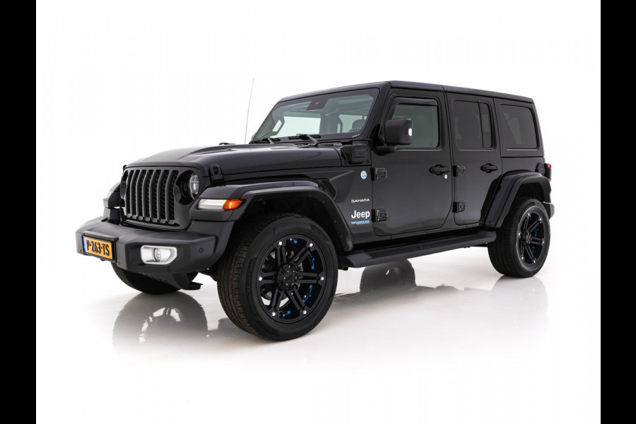 Jeep Wrangler Unlimited 4xe 380 Sahara AWD (Plug-in) {SoH-91%} (INCL-BTW) *OPEN-ROOF | LEATHER | FULL-LED | ALPINE-AUDIO | CRUISE | BLINDSPOT | CAMERA | KEYLESS | HEATED-COMFORTSEATS | DAB+ | PRIVACY-GLASS | ECC | PDC | 20''ALU*