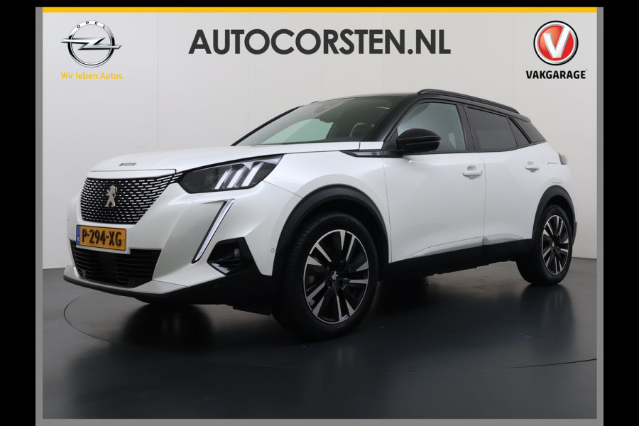 Peugeot e-2008 EV GT Pack 50kWh SOH 90% Panoramadak Trekhaak Two Tone Adap.Cruise 360°Camera Apple Carplay Android Auto 3D-Navi Ecc Pdc Keyless Regen-Lichtsensor Lane Assist Privacy Glas Lmv 18" Led Isofix Connected-Apps DAB Bluetooth 1e Eigenaar Origineel Nederlandse Auto Dealeronderhouden