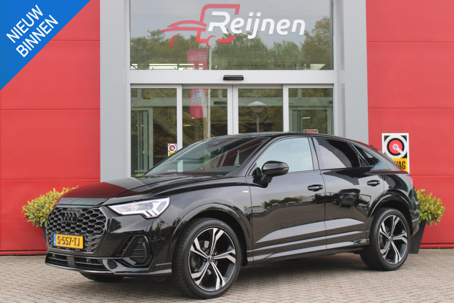 Audi Q3 Sportback 35 TFSI 150PK AUTOMAAT S EDITION | DRAADLOZE APPLE CARPLAY/ANDROID AUTO | ACHTERUITRIJ CAMERA | DODEHOEK DETECTIE | PARKEERSENSOREN VOOR + ACHTER | VIRTUAL COCKPIT | STOEL VERWARMING | ELEKTRISCH BEDIENBARE ACHTERKLEP | S-LINE INTERIEUR/EXTERIEUR | DAB+ RADIO | NAVIGATIE | VOLLEDIG LEDEREN BEKLEDING | DRAADLOZE TELEFOONLADER | KEYLESS ENTRY/START | CRUISE CONTROL | LED MATRIX KOPLAMPEN |