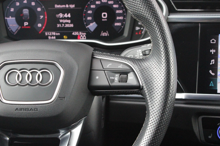 Audi Q3 Sportback 35 TFSI 150PK AUTOMAAT S EDITION | DRAADLOZE APPLE CARPLAY/ANDROID AUTO | ACHTERUITRIJ CAMERA | DODEHOEK DETECTIE | PARKEERSENSOREN VOOR + ACHTER | VIRTUAL COCKPIT | STOEL VERWARMING | ELEKTRISCH BEDIENBARE ACHTERKLEP | S-LINE INTERIEUR/EXTERIEUR | DAB+ RADIO | NAVIGATIE | VOLLEDIG LEDEREN BEKLEDING | DRAADLOZE TELEFOONLADER | KEYLESS ENTRY/START | CRUISE CONTROL | LED MATRIX KOPLAMPEN |
