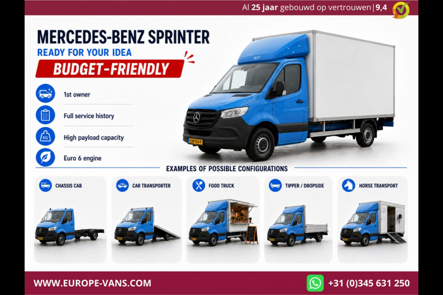 Mercedes-Benz Sprinter 311 CDI 115pk E6 RWD Bakwagen met achterdeuren 2-Persoons 06-2021
