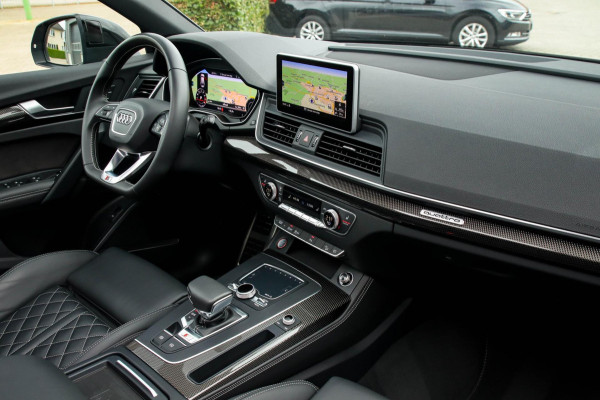 Audi SQ5 3.0 TFSI Q5 Quattro S-Line 354pk Automaat! 1e Eig|DLR|Quantum|Kuipstoelen|Panoramadak|Virtual Cockpit|Black|Carbon|22inch