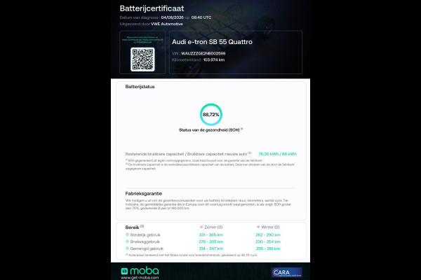 Audi e-tron Sportback 55 quattro S edition 95 kWh SOH 88,72% RS SEATS PANO CAMERA VIRTUAL COCKPIT NAVI LEDER APPLE CARPLAY