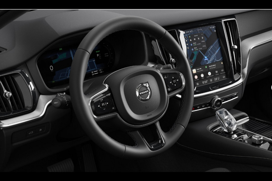 Volvo V60 T6 333PK Automaat Plug-in hybrid AWD Plus Dark Adaptive Cruise Control/ Apple Carplay/ Android Auto/ Achteruitrijcamera/ Parkeersensoren voor en achter/ Stoelverwarming/ Stuurverwarming/ Elektrisch bedienbare stoelen met geheugen