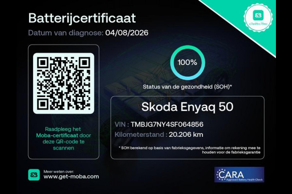 Škoda Enyaq 50 Selection 170 pk | SoH 100% | Navigatie | Parkeersensoren | Achteruitrijcamera | Lichtmetalen velgen 19" |