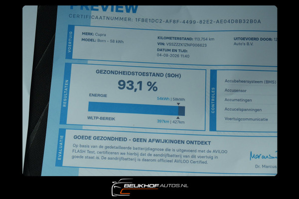 CUPRA Born One 62 kWh Stoelverwarming Camera AdaptCr Soh93%