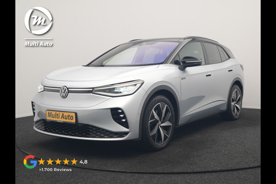 Volkswagen ID.4 GTX 4Motion 77 kWh 300pk Dealer O.H. | Trekhaak Af Fabriek | Panodak | Adaptive Cruise | Camera | IQ Light | Sportstoelen & Stuur Verwarmd | Keyless | Sfeerverlichting | Apple Carplay | Navigatie | DAB | 20"L.M |