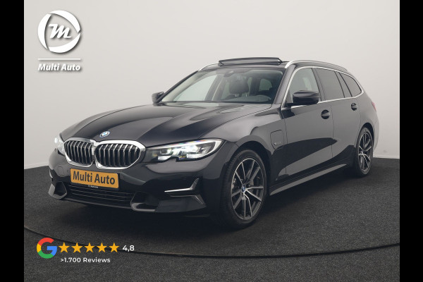 BMW 3 Serie Touring 330e Luxury Line PHEV 293pk Dealer O.H. | Trekhaak Af Fabriek | Panodak | 360 Camera | Lederen Sportstoelen Memory & Verwarmd | Keyless | Blis | Sfeerverlichting | Apple Carplay | Navigatie | DAB | Plug In Hybrid |